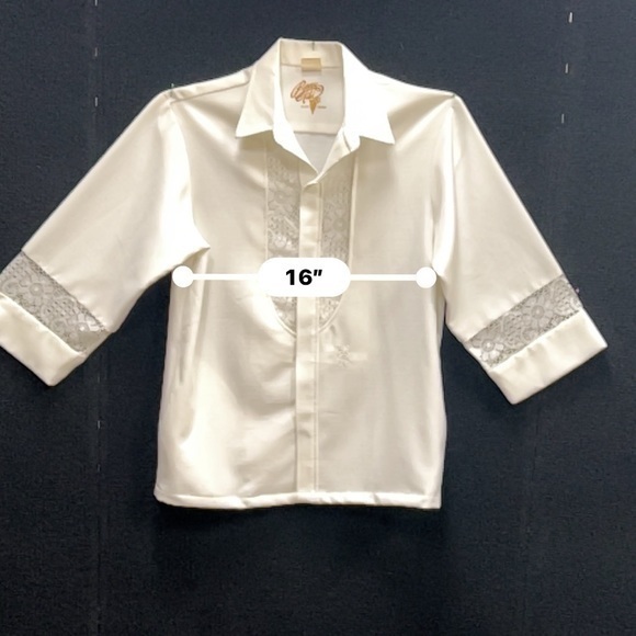 Vintage BEAU TIKI white HAWAIIAN Wedding Shirt Medium - Picture 7 of 12